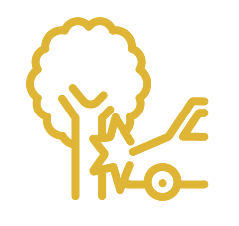 Car hits tree icon